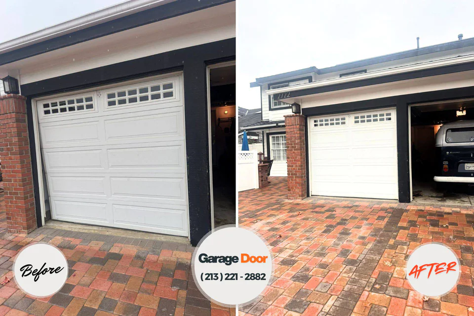 Before and after: garage door repair Ridge, NY